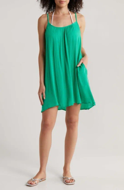 Elan Cover-up Slipdress In Green