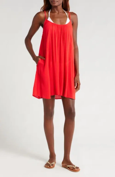 Elan Cover-up Slipdress In Red