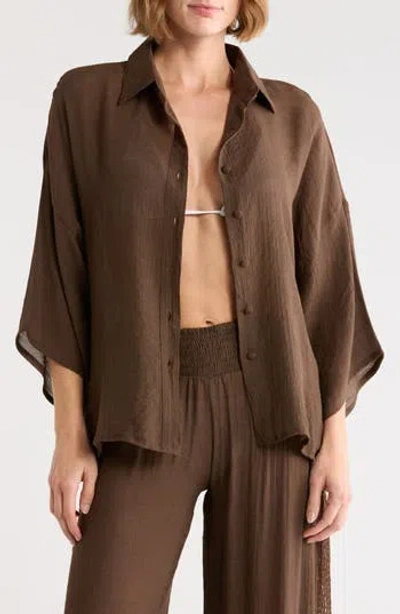 Elan Cover-up Shirt In Multi