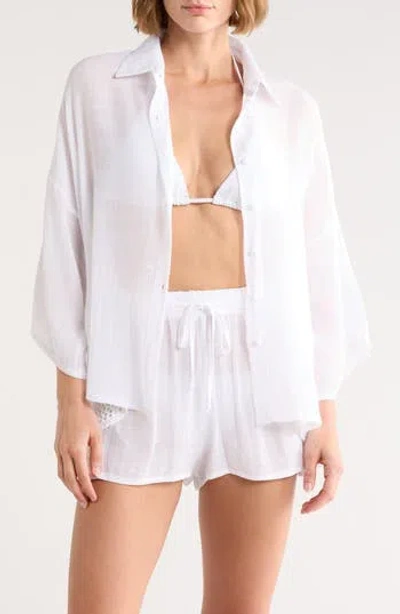 Elan Cover-up Shirt In White
