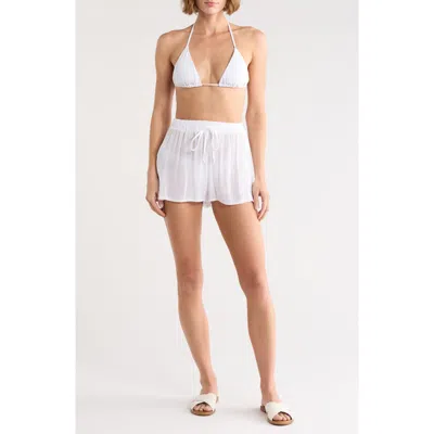 Elan Gauze Drawstring Shorts In White
