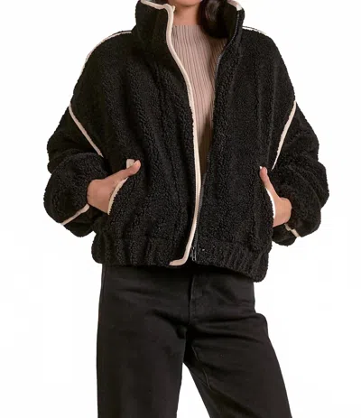 Elan Cozy Fall Coat Jacket In Black & Natural