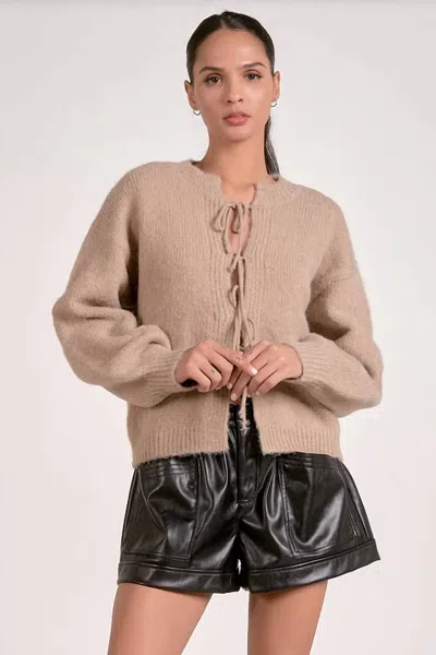 Elan Cozy Tie Cardigan In Macchiato In Brown