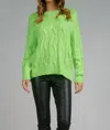 Elan Crew Neck Cable Sweater In Lime In Green