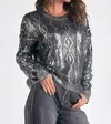 Elan Crew Neck Sweater In Silver Metallic In Silver