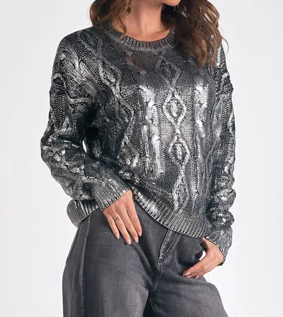 Elan Crew Neck Sweater In Silver Metallic