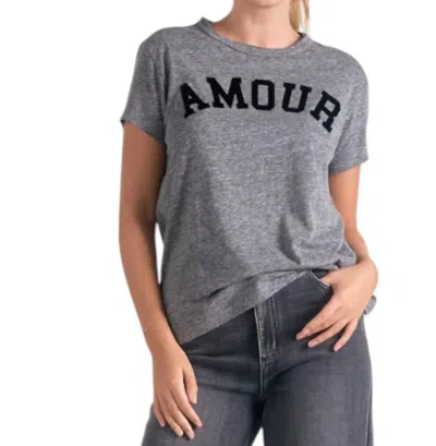Elan Crew Neck Top In Grey Amour In Gray
