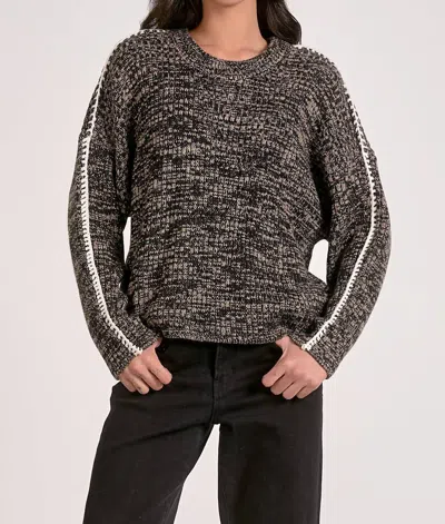 Elan Crewneck Blanket Sweater In Black White In Gray