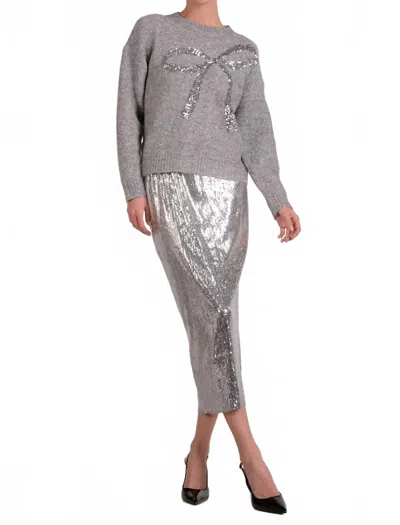 Elan Crewneck Bow Sweater In Grey In Multi