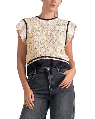 Elan Crewneck Cap Sleeve Sweater In White