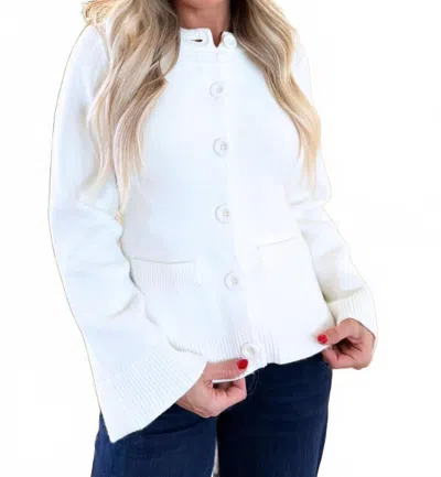 Elan Crewneck Flare Cardigan In Off White