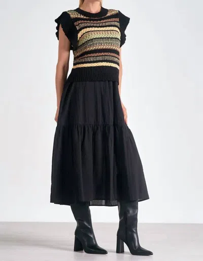 ELAN CREWNECK MIDI DRESS IN MULTICOLOR