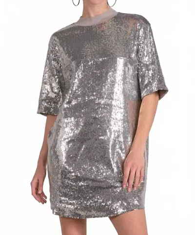 Elan Crewneck Shift Dress In Silver