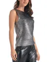 Elan Sleeveless Metallic Crewneck Sweater In Silver In Silver
