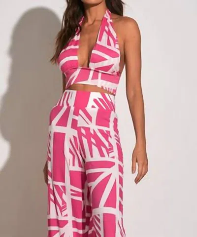ELAN CRISS CROSS HALTER TOP IN PINK