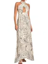 Elan Criss Cross Maxi Dress In Natural/black In Multi