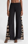Elan Crochet Cover-up Pnats In Black