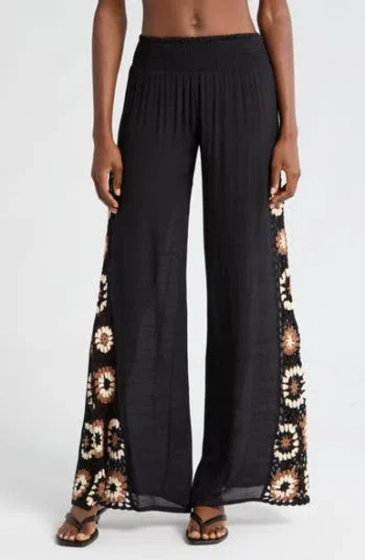 Elan Crochet Cover-up Pnats In Black
