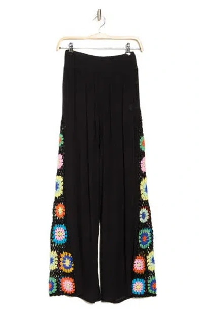 Elan Crochet Cover-up Pnats In Black