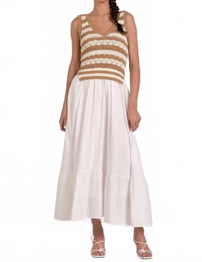 Elan Crochet Dress In White/tan