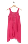 Elan Open Stitch Sleeveless Cover-up Dress In Hot Pink