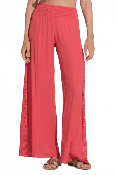 ELAN CROCHET INSET SWIM COVER-UP PANTS IN CORAL