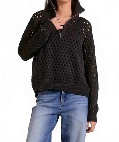Elan Crochet Knit Sweater In Black