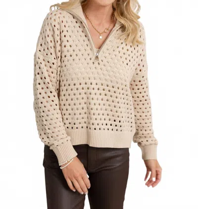 Elan Crochet Knit Sweater In Oatmeal In Neutral