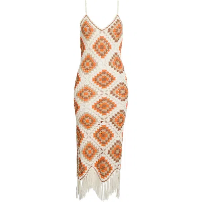 Elan Crochet Maxi Cover-up Dress In Multi