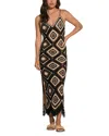 Elan Crochet Maxi Dress In Black Multi