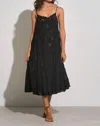 Elan Eyelet Tiered Midi Cover Up Dress In Black