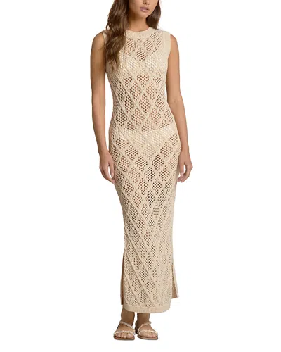 Elan Crochet Maxi Dress Swim Cover-up In Brown