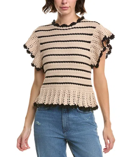 ELAN ELAN CROCHET RUFFLE SWEATER