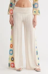 Elan Crochet Side Panel Cover-up Pants In Multi