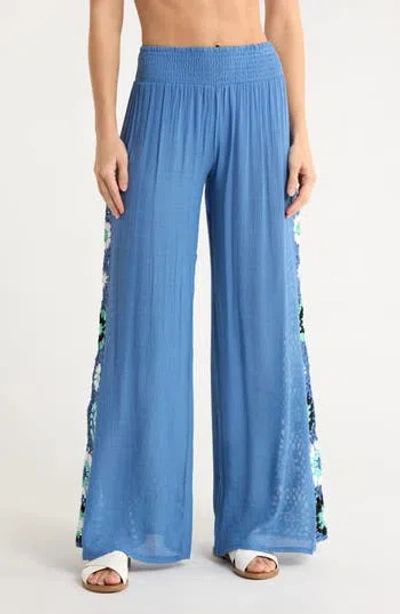 Elan Crochet Side Panel Cover-up Pants In Multi