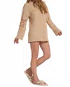 Elan Crochet Sleeve Tunic In Beige
