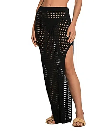 Elan Crochet Swim Cover Up Maxi Skirt In Black