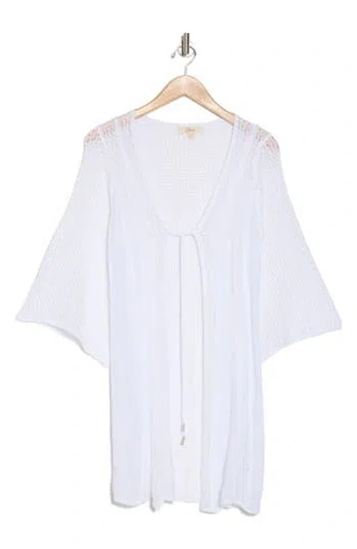 Elan Crochet Tie Front Cover-up In White