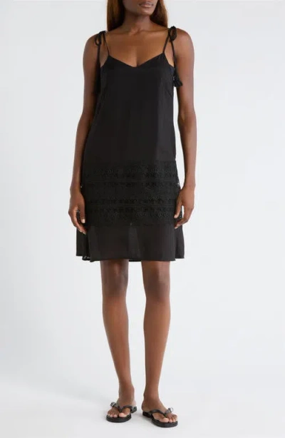 Elan Crochet Trim Cover-up Dress In Black