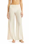 Elan Crochet Trim Wide Leg Cover-up Pants In Natural In White