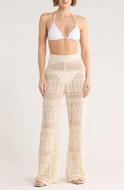 Elan Crochet Wide Leg Cover-up Pants In White