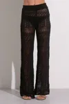 Elan Crochet Wide Leg Pants In Black In Black