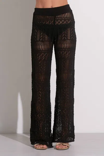 Elan Crochet Wide Leg Pants In Black