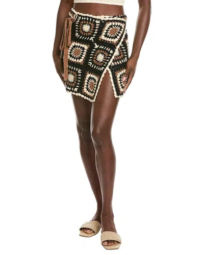 Elan Crochet Wrap Skirt In Black