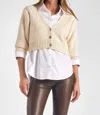 Elan Heidi V-neck Sweater Collar Top Set In Off White In White