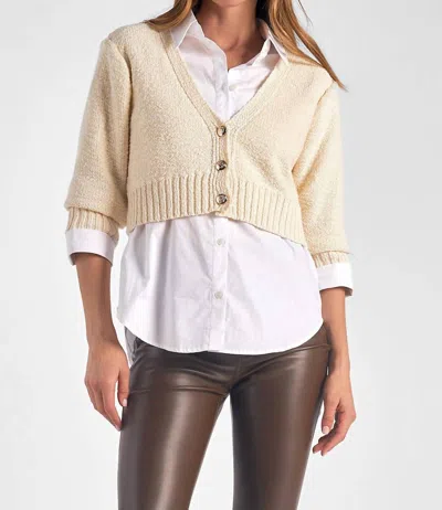 Elan Crop Sweater Combo In Off White