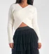 Elan Cropped Sweater In White In White