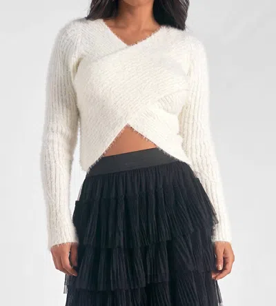 Elan Cropped Sweater In White
