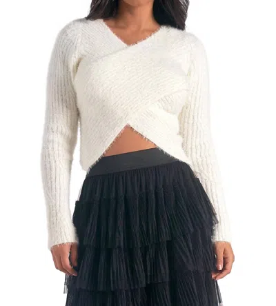 Elan Cropped Sweater In White