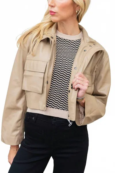 Elan Cropped Vegan Leather Jacket In Macchiato In Multi
